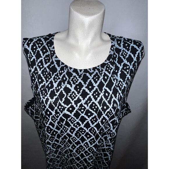 FRESH PRODUCE Women's Plus Size 2X Blue Print Sleeveless 100% Cotton Tank Dress - Picture 2 of 6